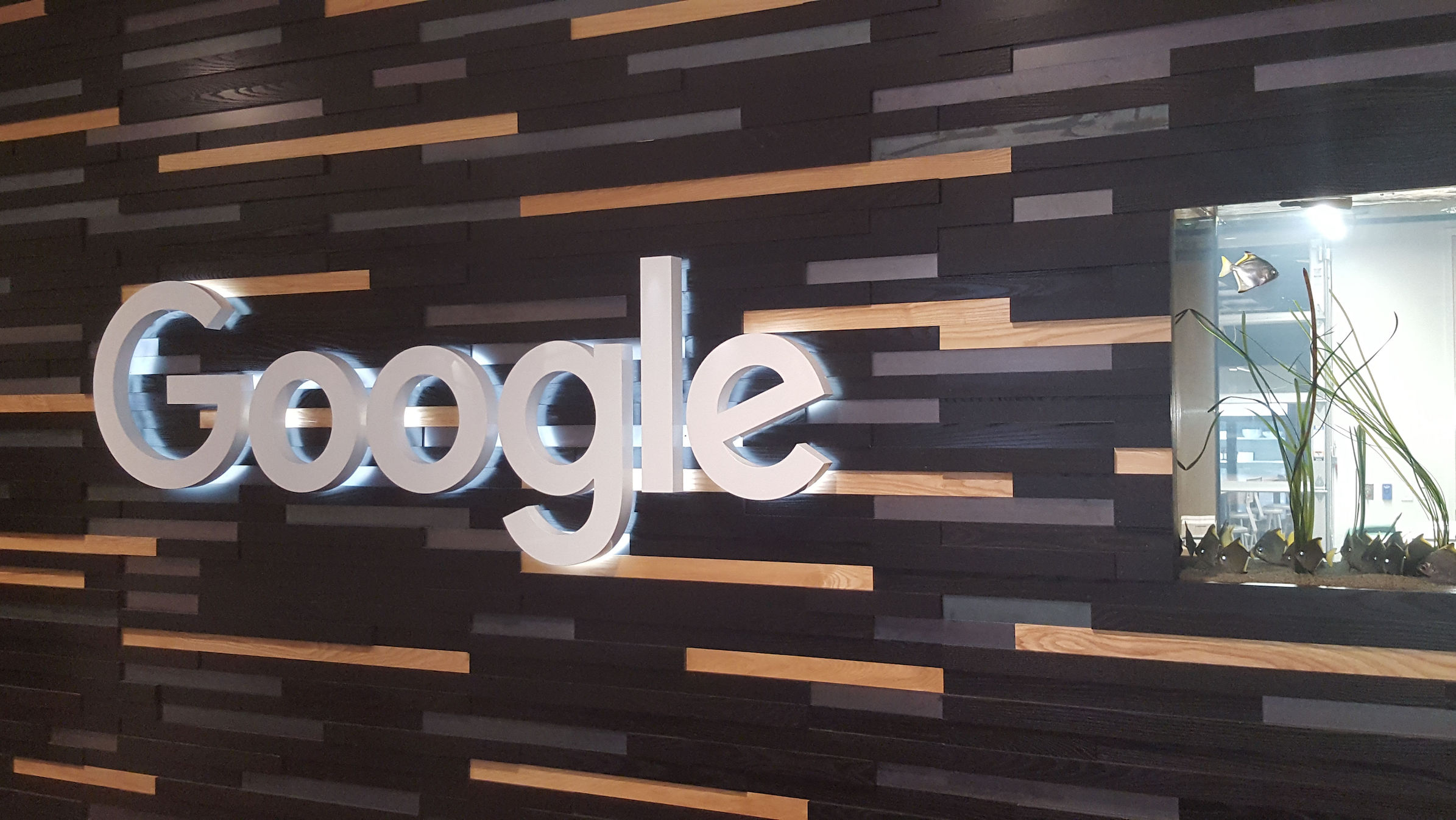 Google logo in the lobby. Kirkland, WA