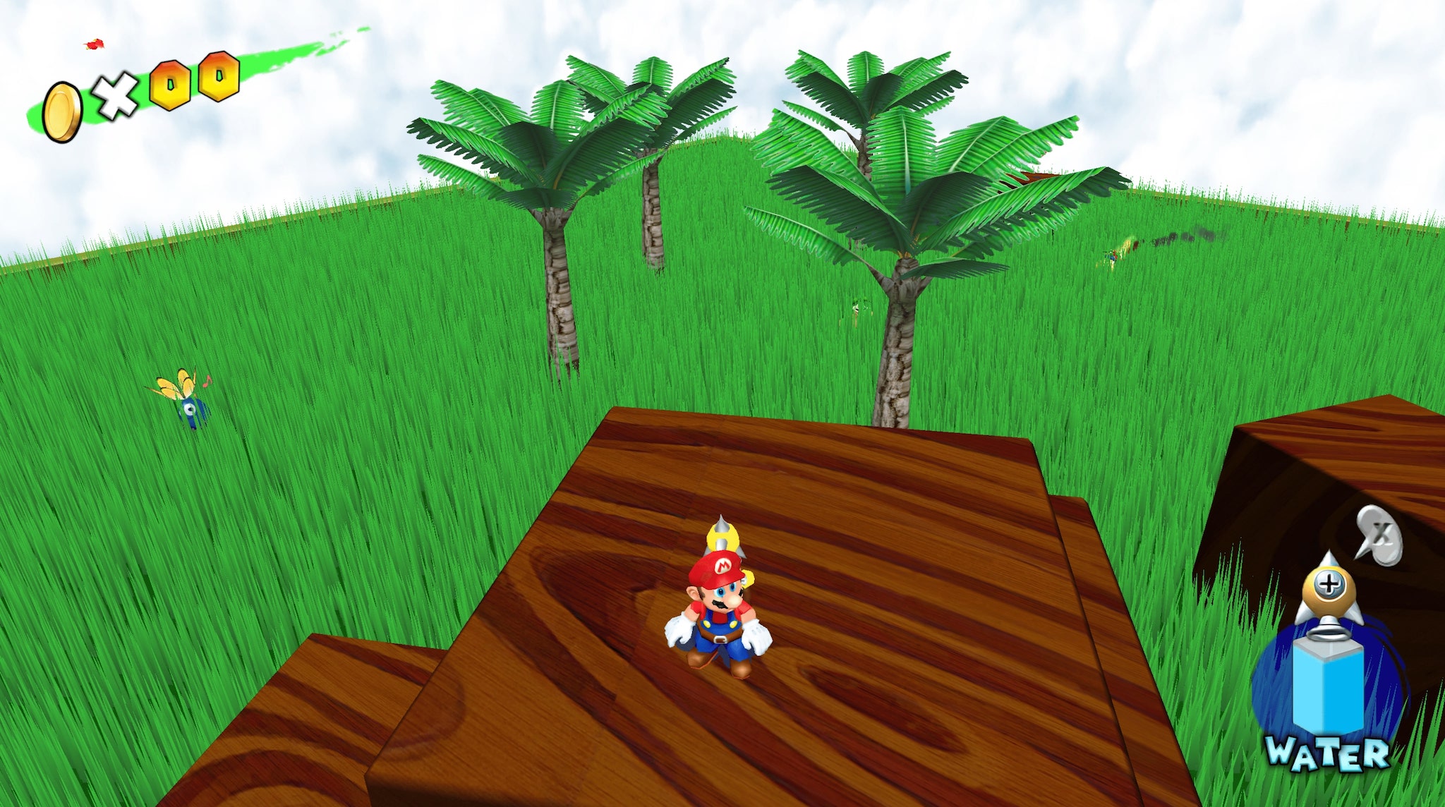Super Mario Sunshine standing in secret red coin stage