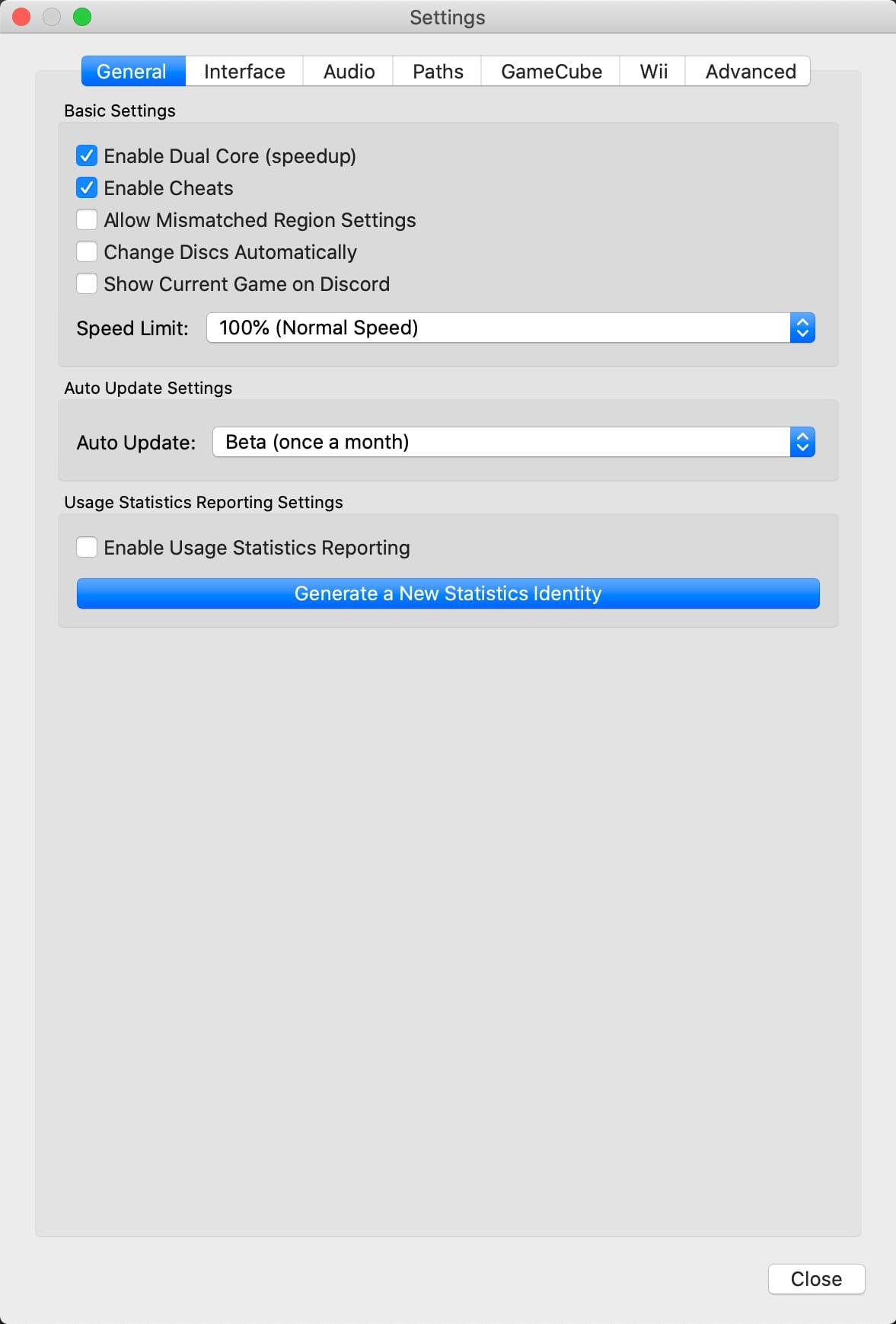 Dolphin general settings