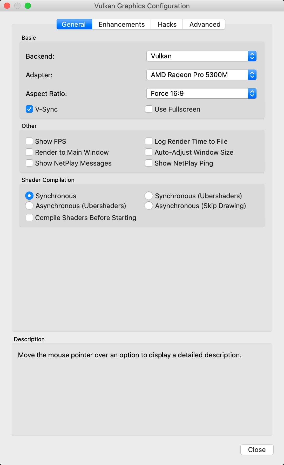 Dolphin general graphics settings