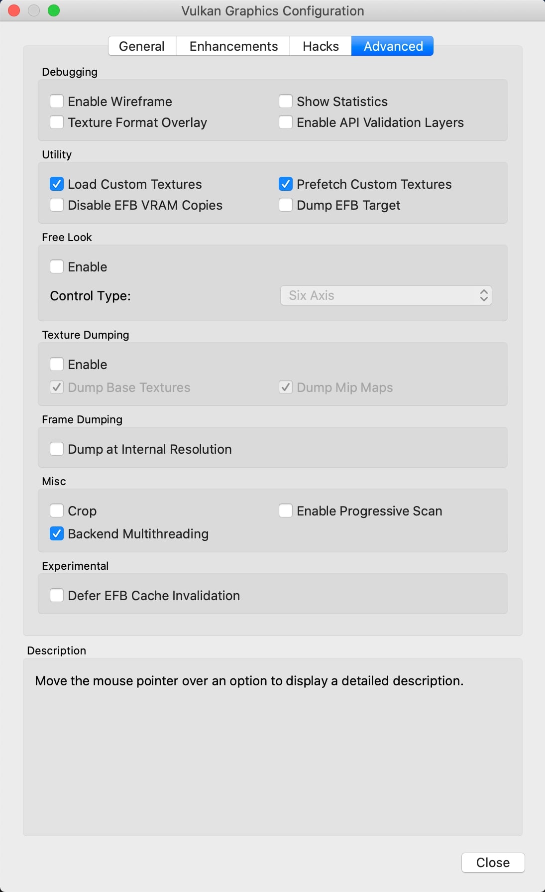 Dolphin advanced graphics settings