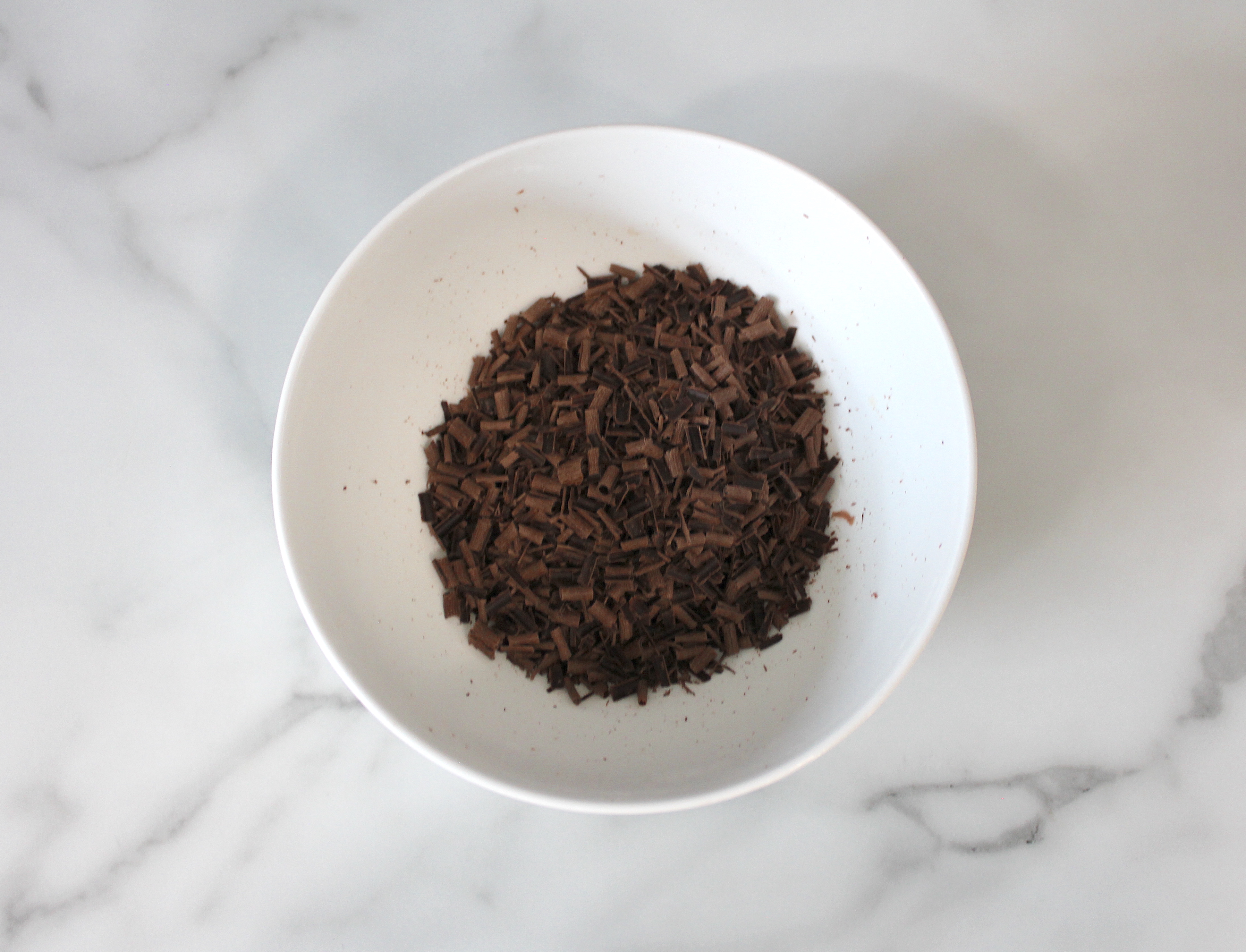 Bowl with chocolate shavings.